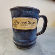 Blue mug, Seed Savers Exchange logo