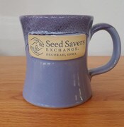 Blue mug Seed Savers Exchange logo