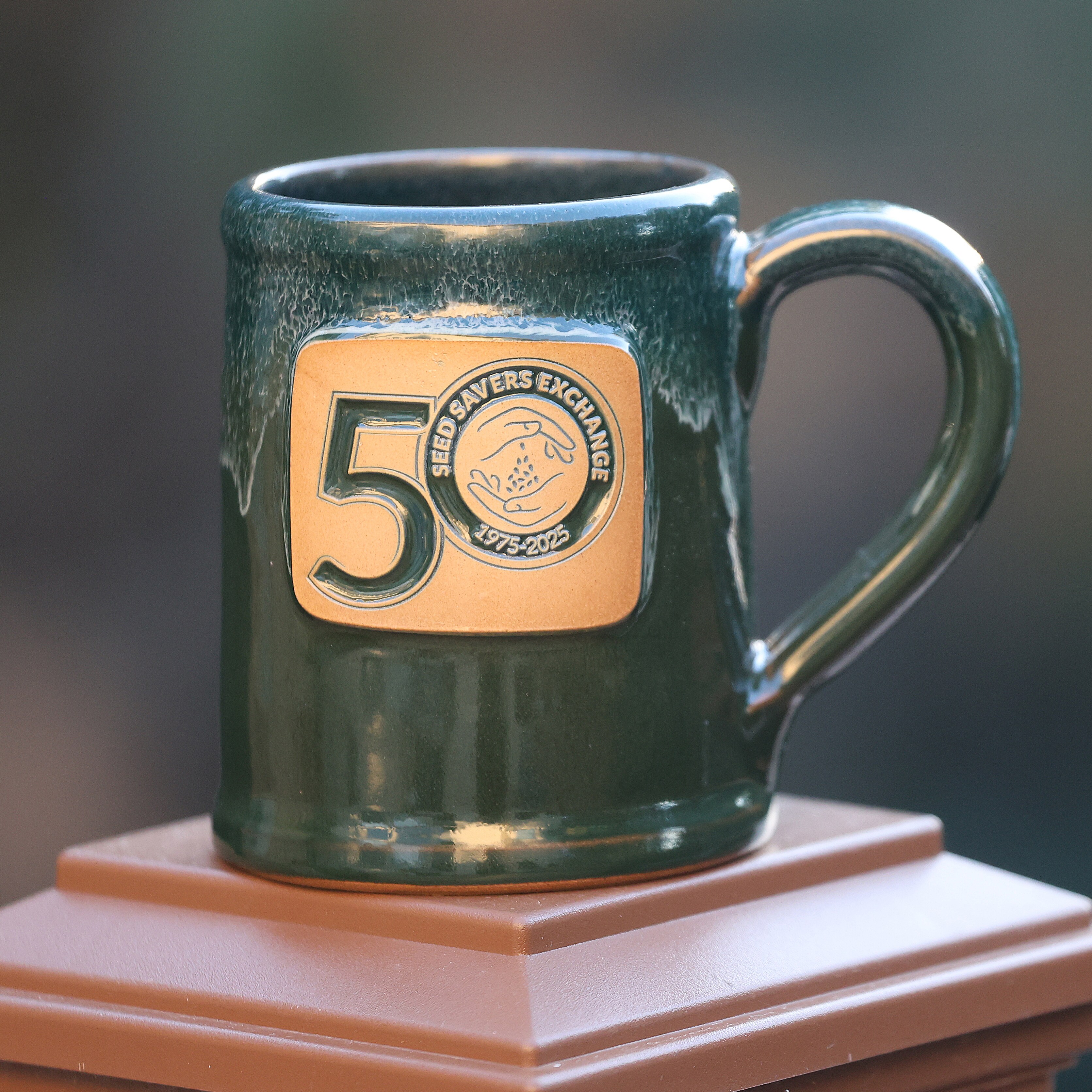 Blue 50th Anniversary logo mug