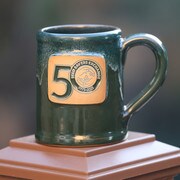 Blue 50th Anniversary logo mug